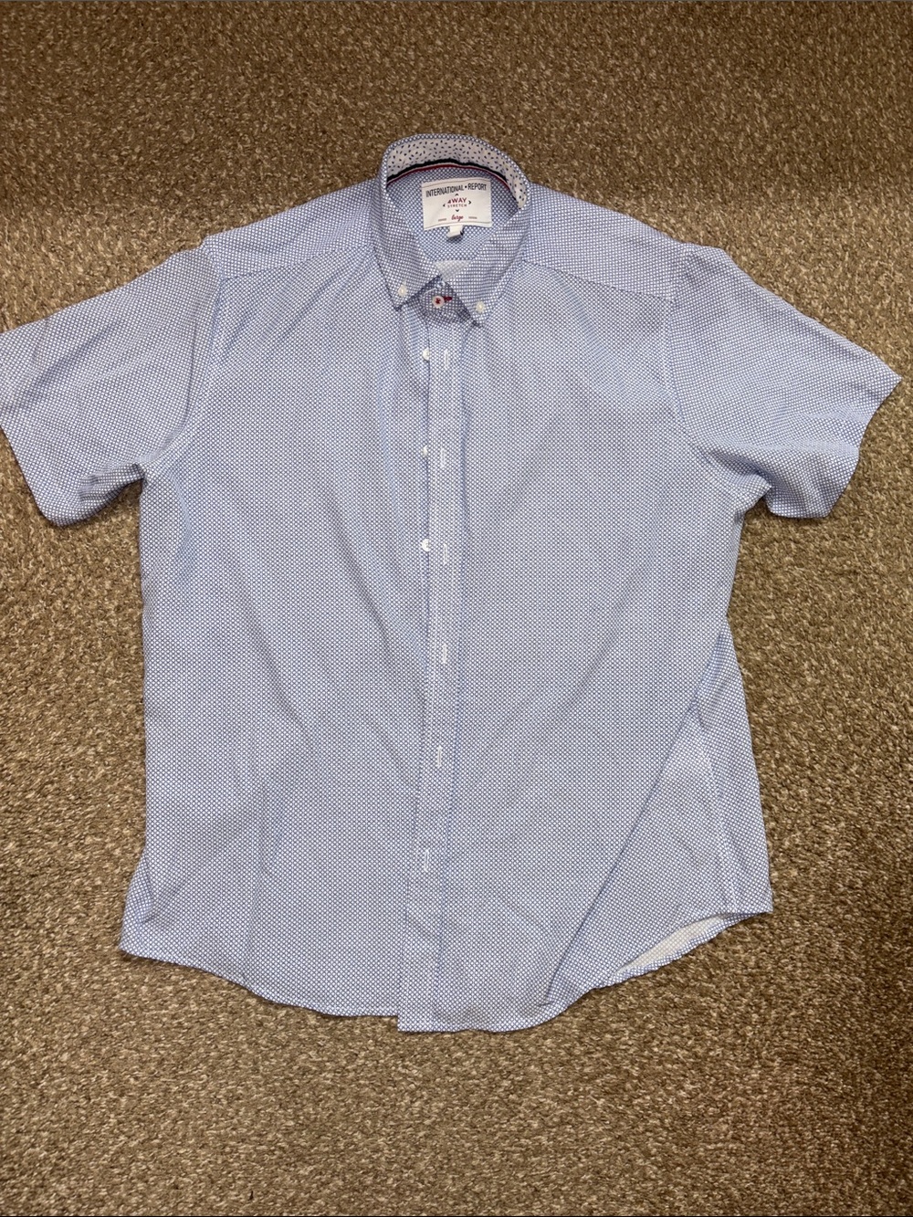 Short-Sleeve Light Blue Microdot Button-Down Shirt